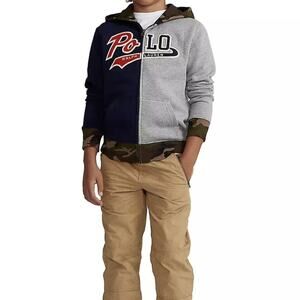 Polo Ralph Lauren Boys Logo Graphic Colorblock Navy Camo Full Zip Hoodie Size 3T